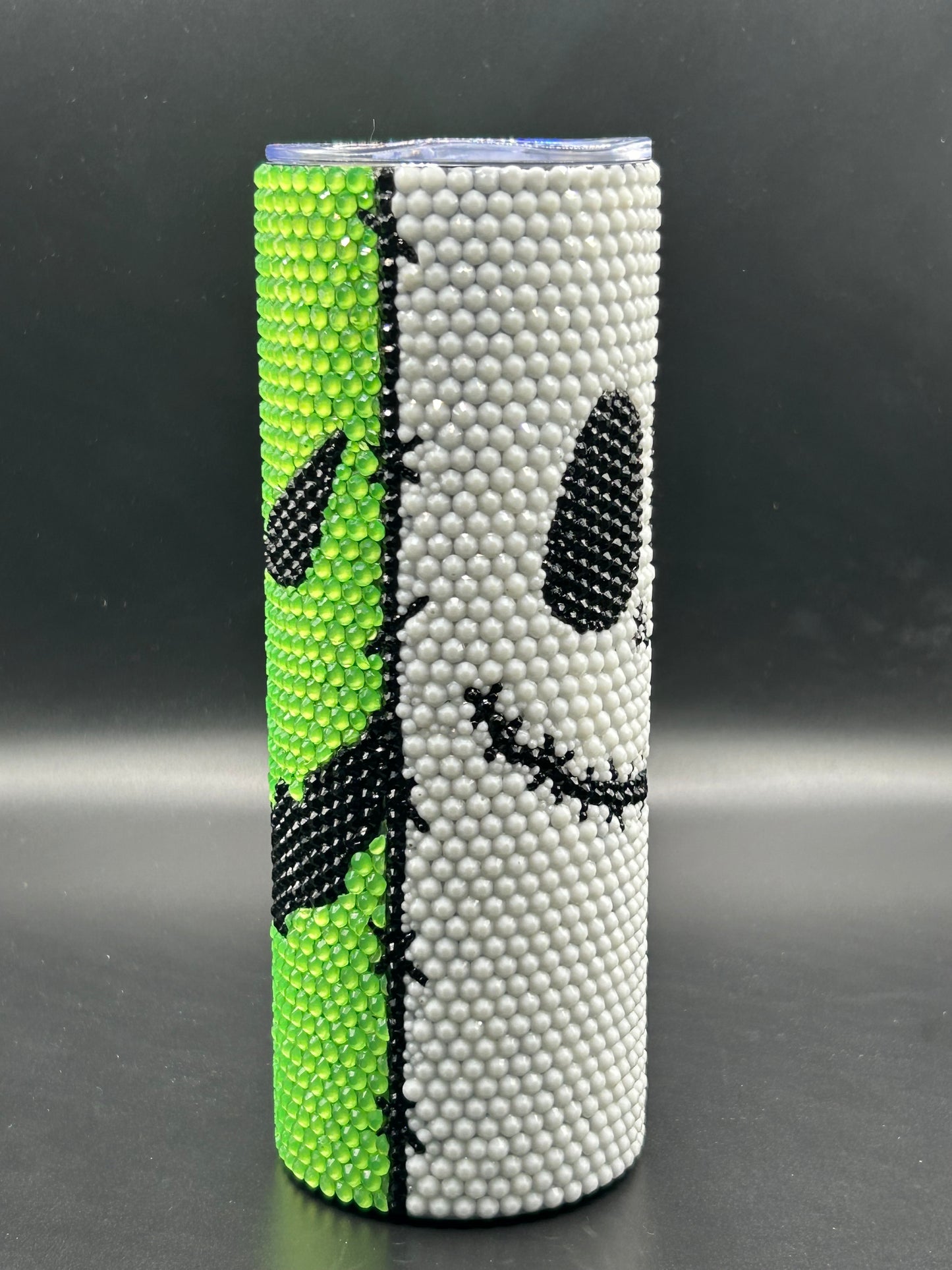 Jack Skellington/Oogie Boogie Split Rhinestone 20 oz Skinny Tumbler