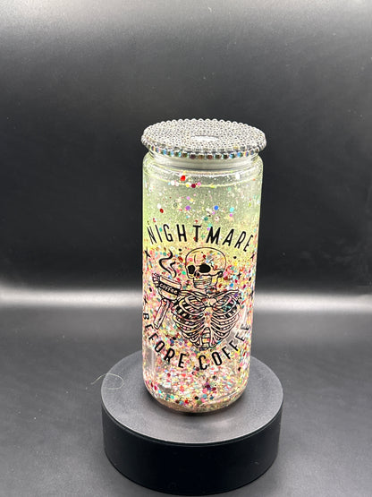 "Nightmare....Before Coffee" 16 oz Snowglobe Tumbler